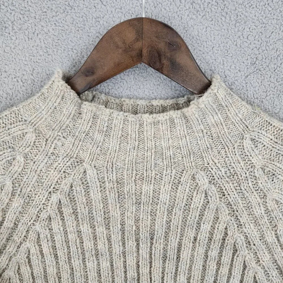 Vtg Express Tricot Beige Ribbed Knit Sweater Wool Blend Crew Neck  Womens M GT - Picture 5 of 6